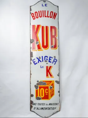 1960s French extra-large advertisement plaque for bouillon cubes - Japy Frères & Cie 78¾" x 19¾"