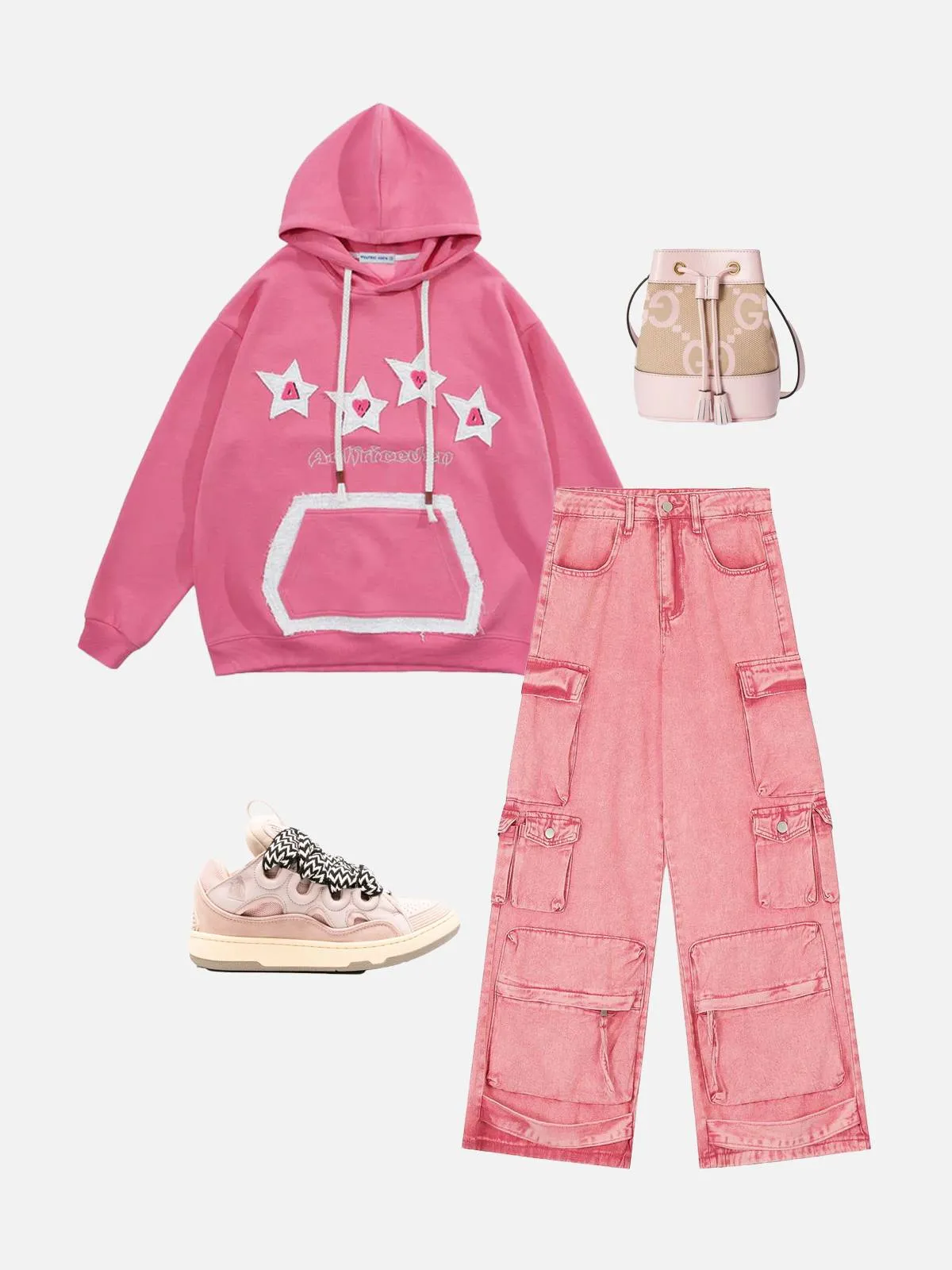 Aelfric Eden Color Blocking Applique Embroidery Star Hoodie