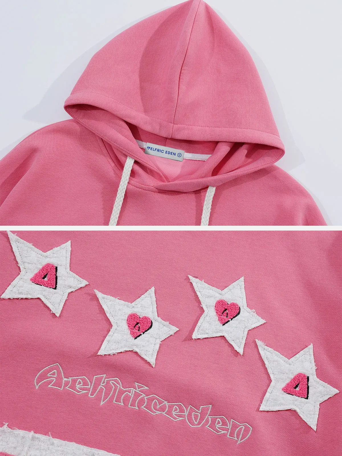 Aelfric Eden Color Blocking Applique Embroidery Star Hoodie