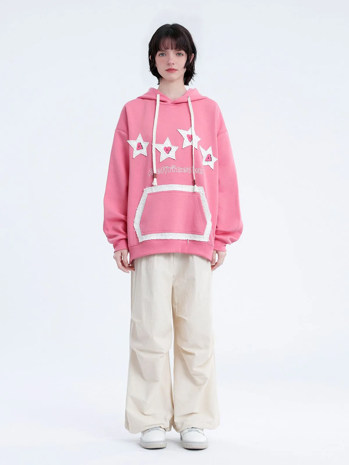 Aelfric Eden Color Blocking Applique Embroidery Star Hoodie