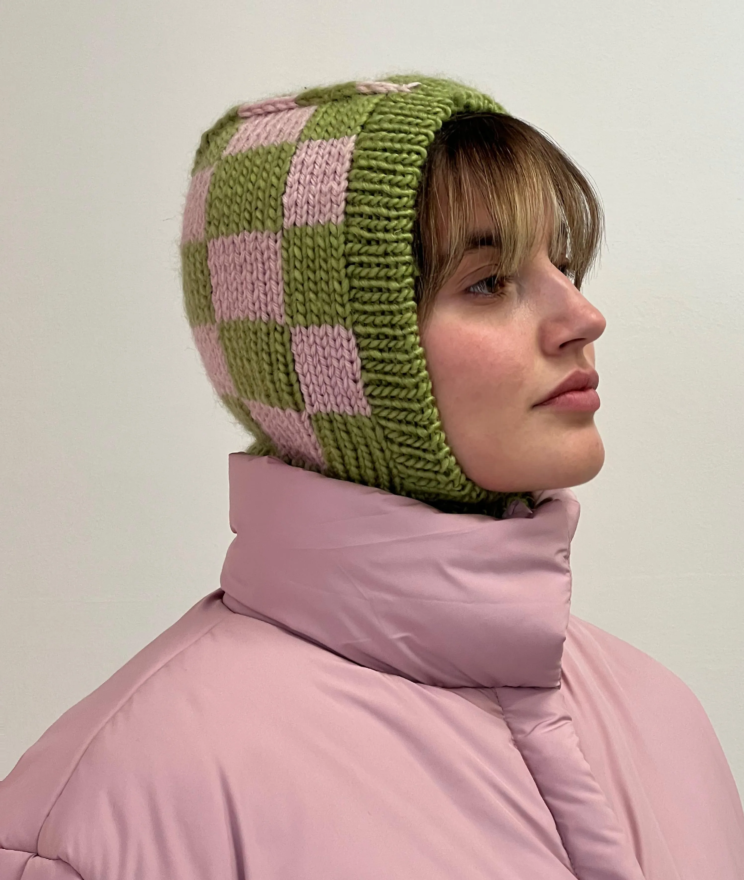 Checkered Hand Knitted Balaclava