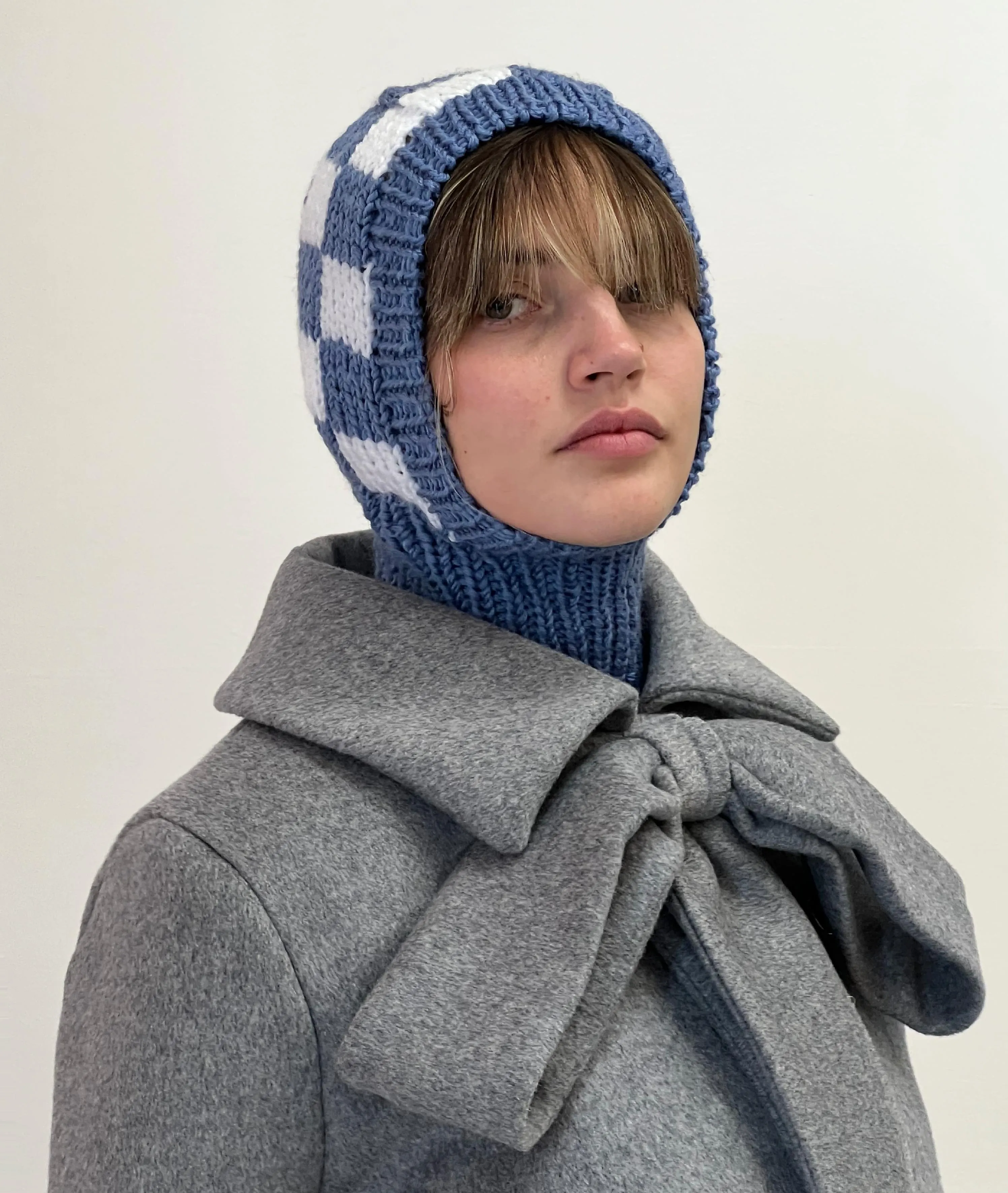 Checkered Hand Knitted Balaclava