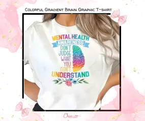 Colorful Gradient Brain Graphic T-shirt