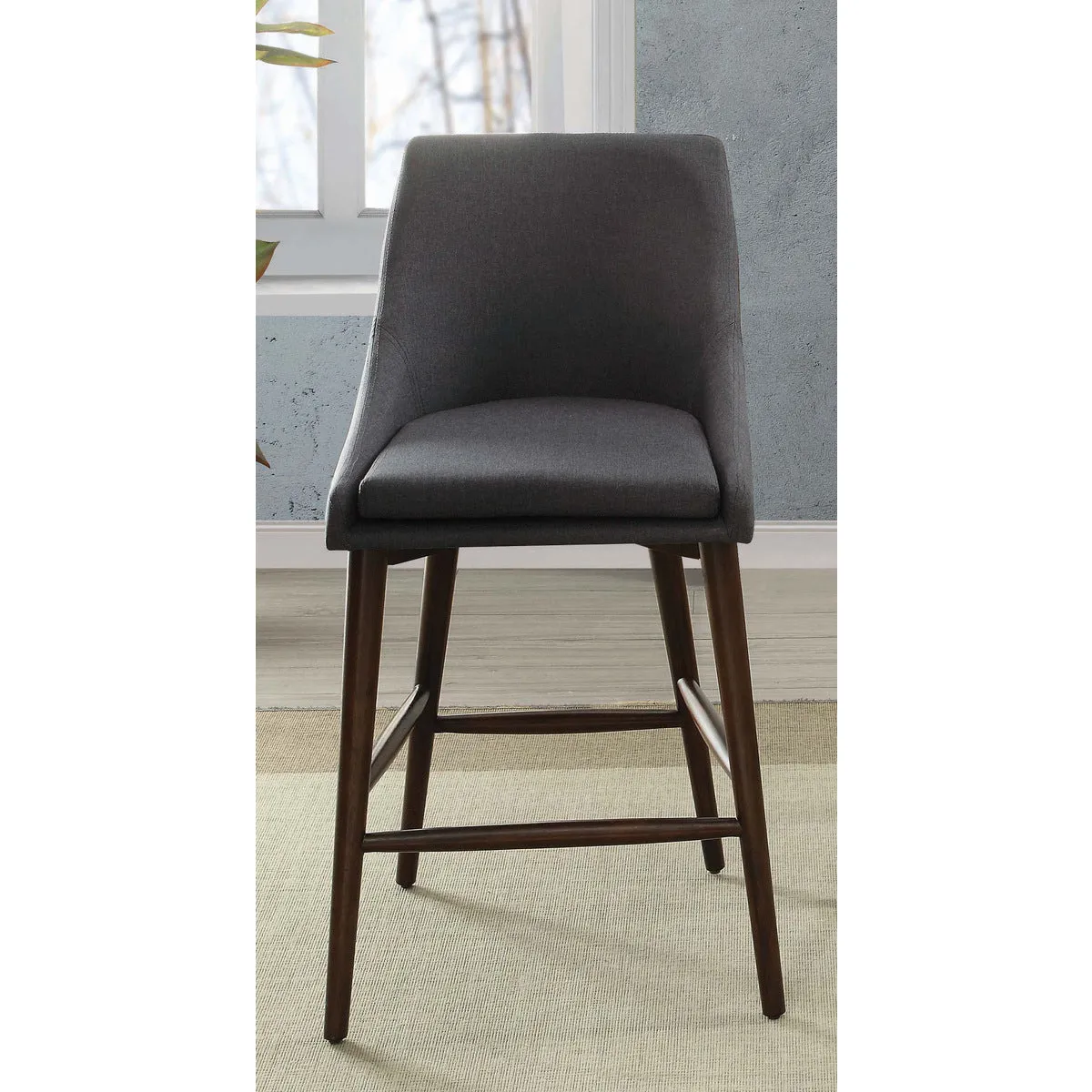 CozyCurve Counter-height Chairs, Espresso Solid Wood Legs - Set of 2