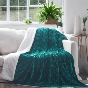 DaDa Bedding Mermaid Scales Emerald Green Blue w/ Sherpa Backside Faux Fur Throw Blanket (BL-171805) by DaDa Bedding Collection