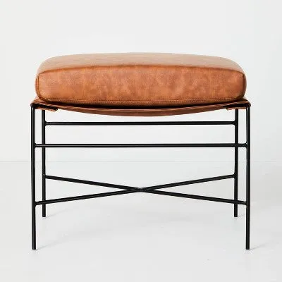 Faux Leather & Metal Ottoman - Hearth & Hand with Magnolia