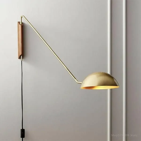 Hera - Retro Metal & Wood Wall Lamp with Plug