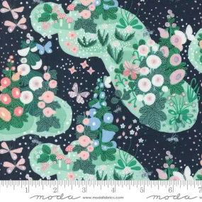 Moda Love Letter Fairy Garden Peacoat Fabric