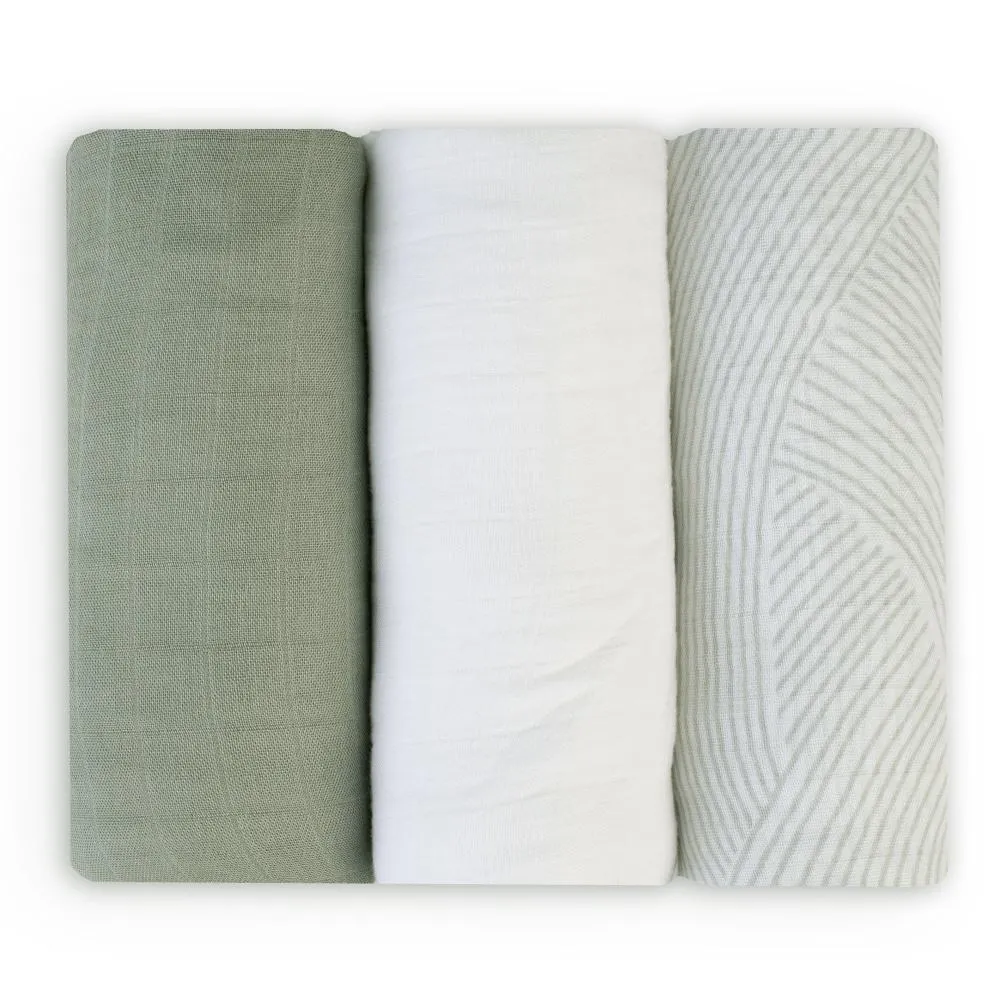 Muslin Wraps 3pk - Bayleaf