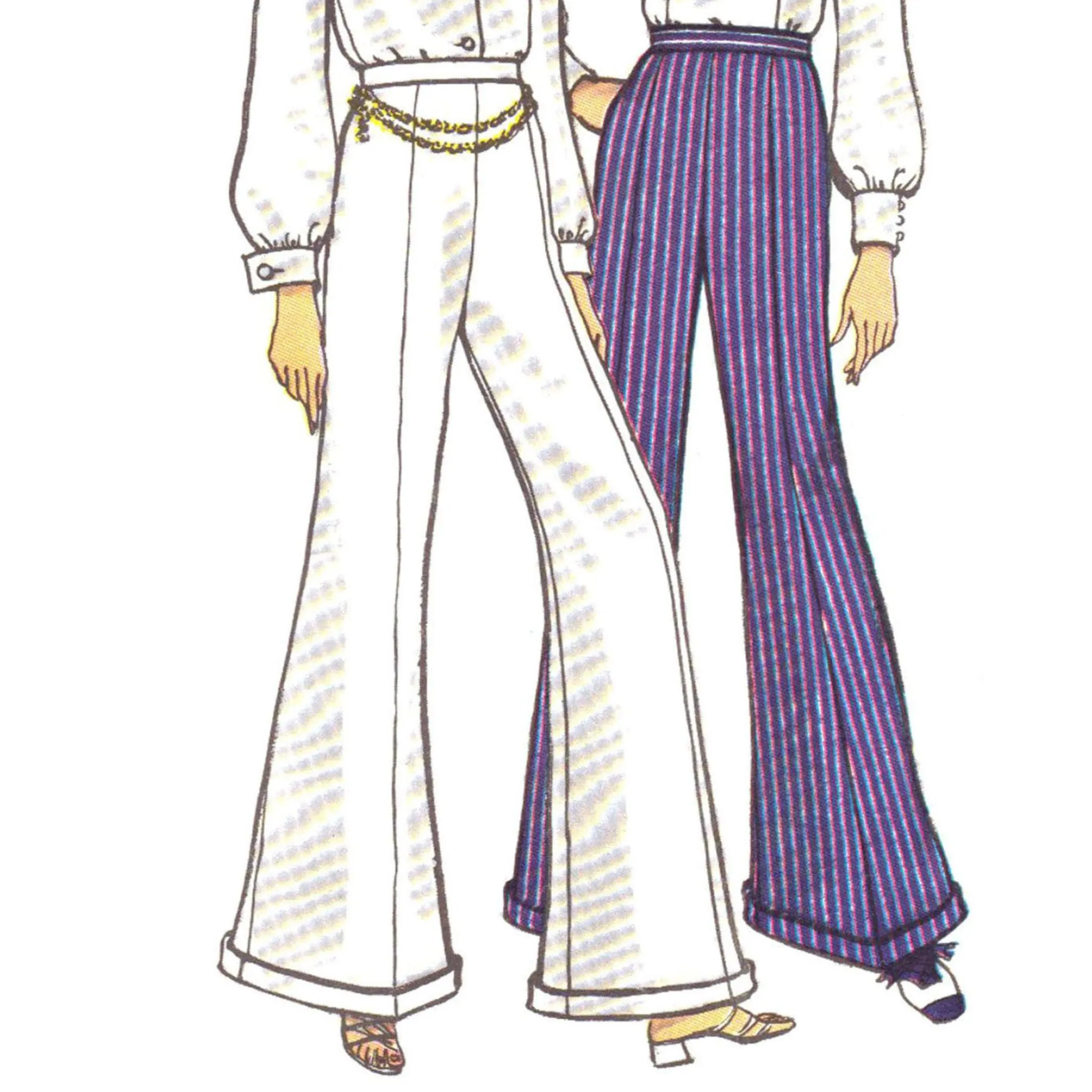 PDF - 1970's Sewing Pattern, Pants - Waist: 25.5" (64.8cm) - Download