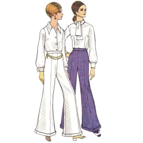 PDF - 1970's Sewing Pattern, Pants - Waist: 25.5" (64.8cm) - Download