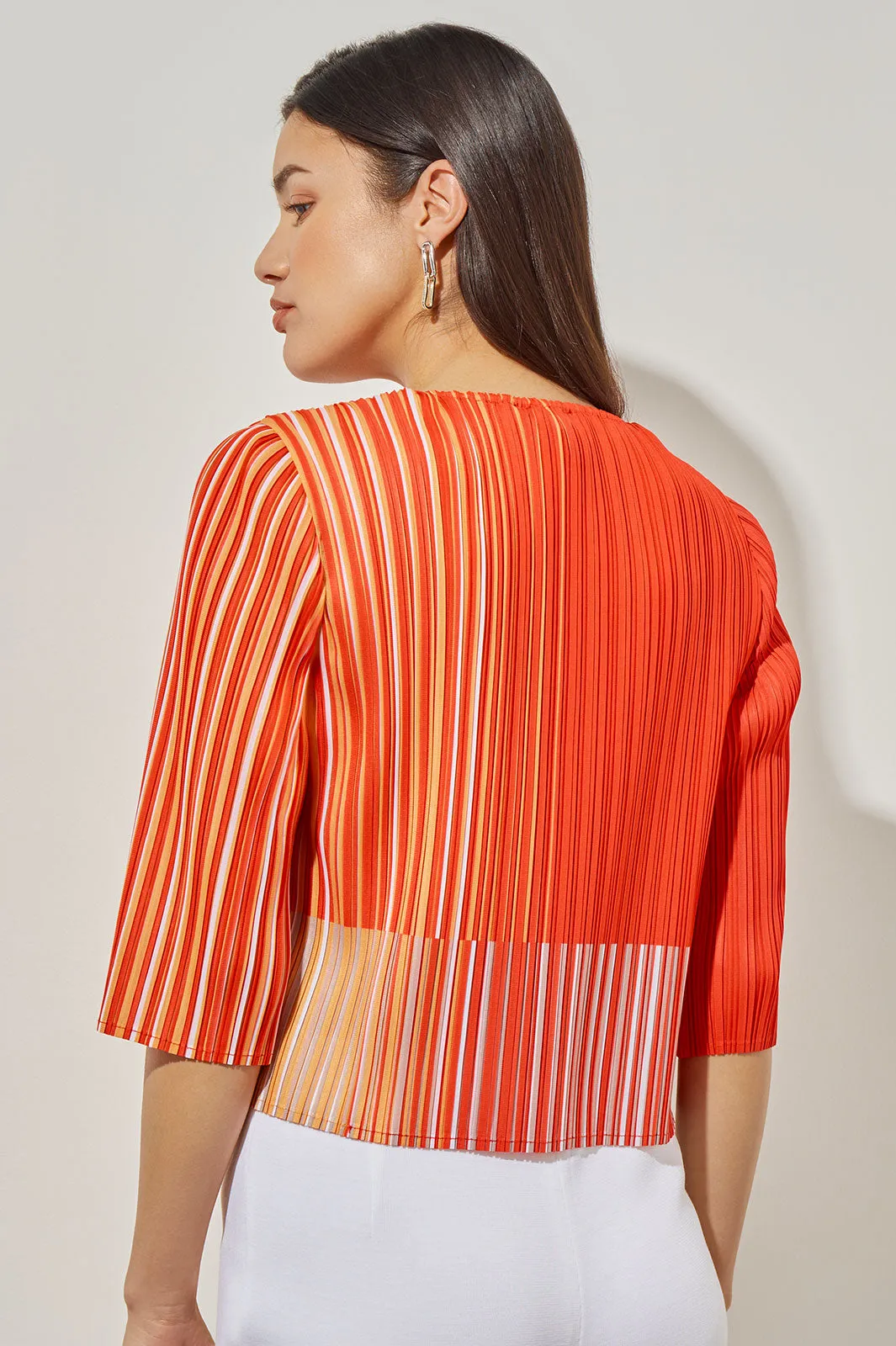 Plus Size Cropped Blouse - Fine Pleat Crepe de Chine