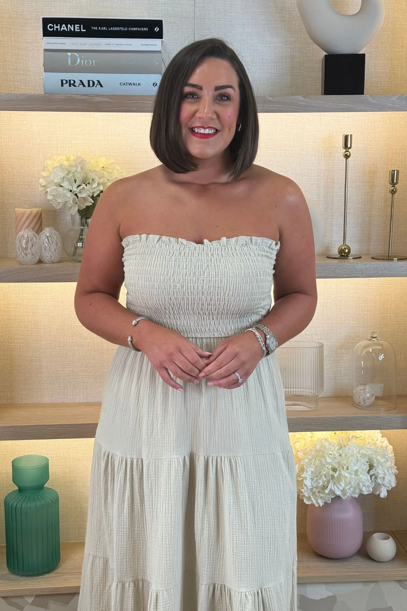 Polly Strapless Maxi Dress In Neutral