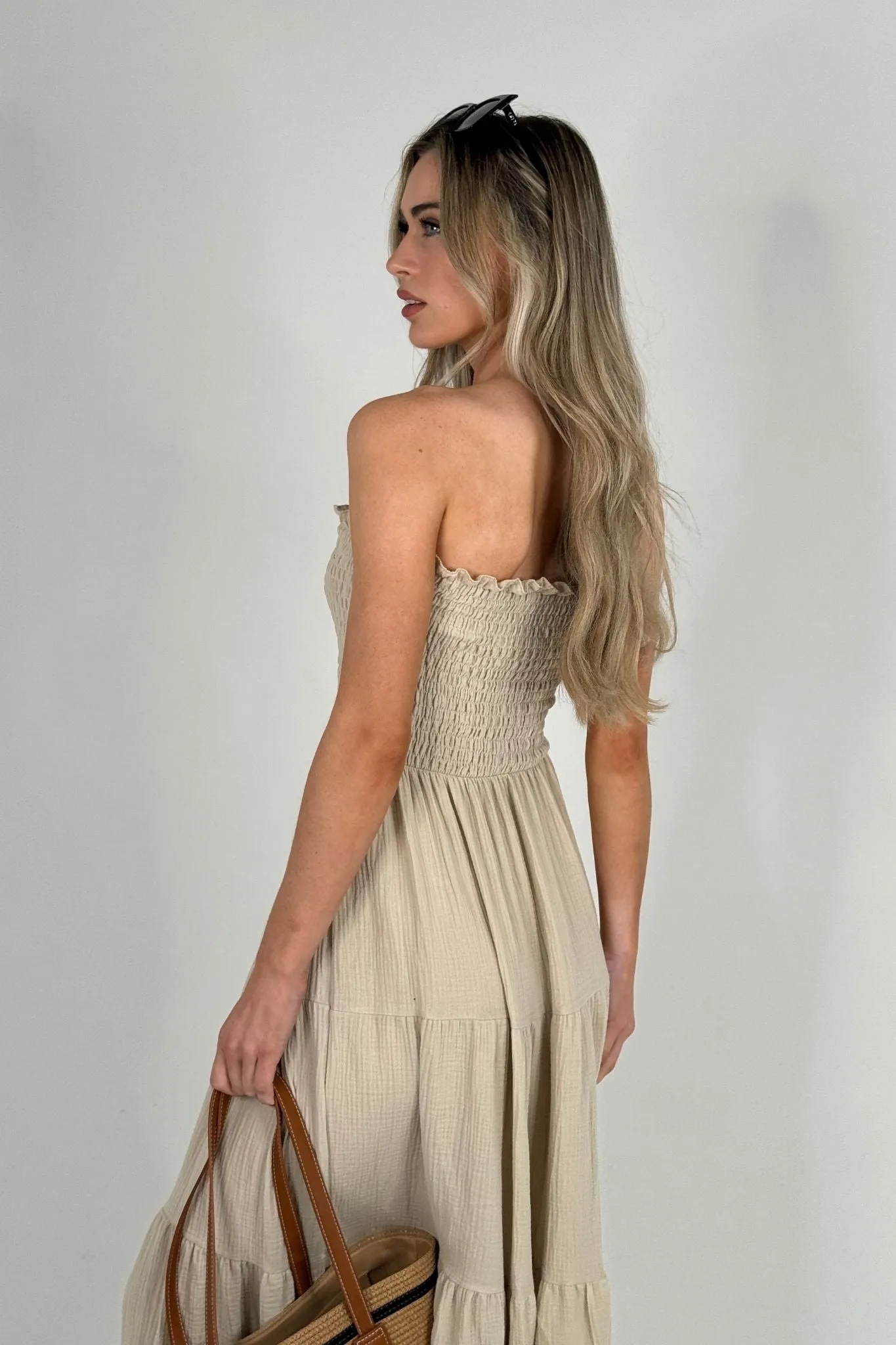 Polly Strapless Maxi Dress In Neutral