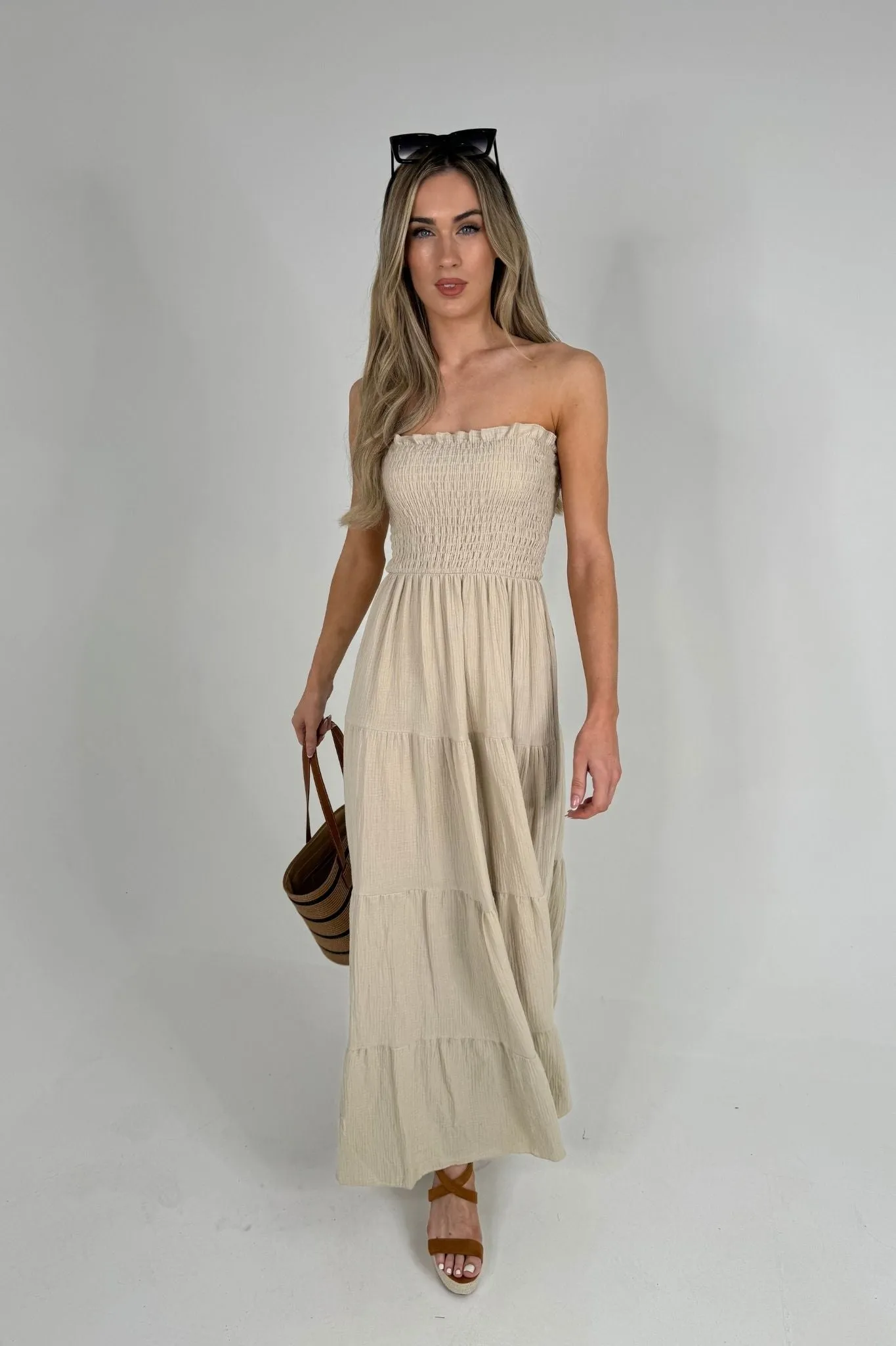 Polly Strapless Maxi Dress In Neutral