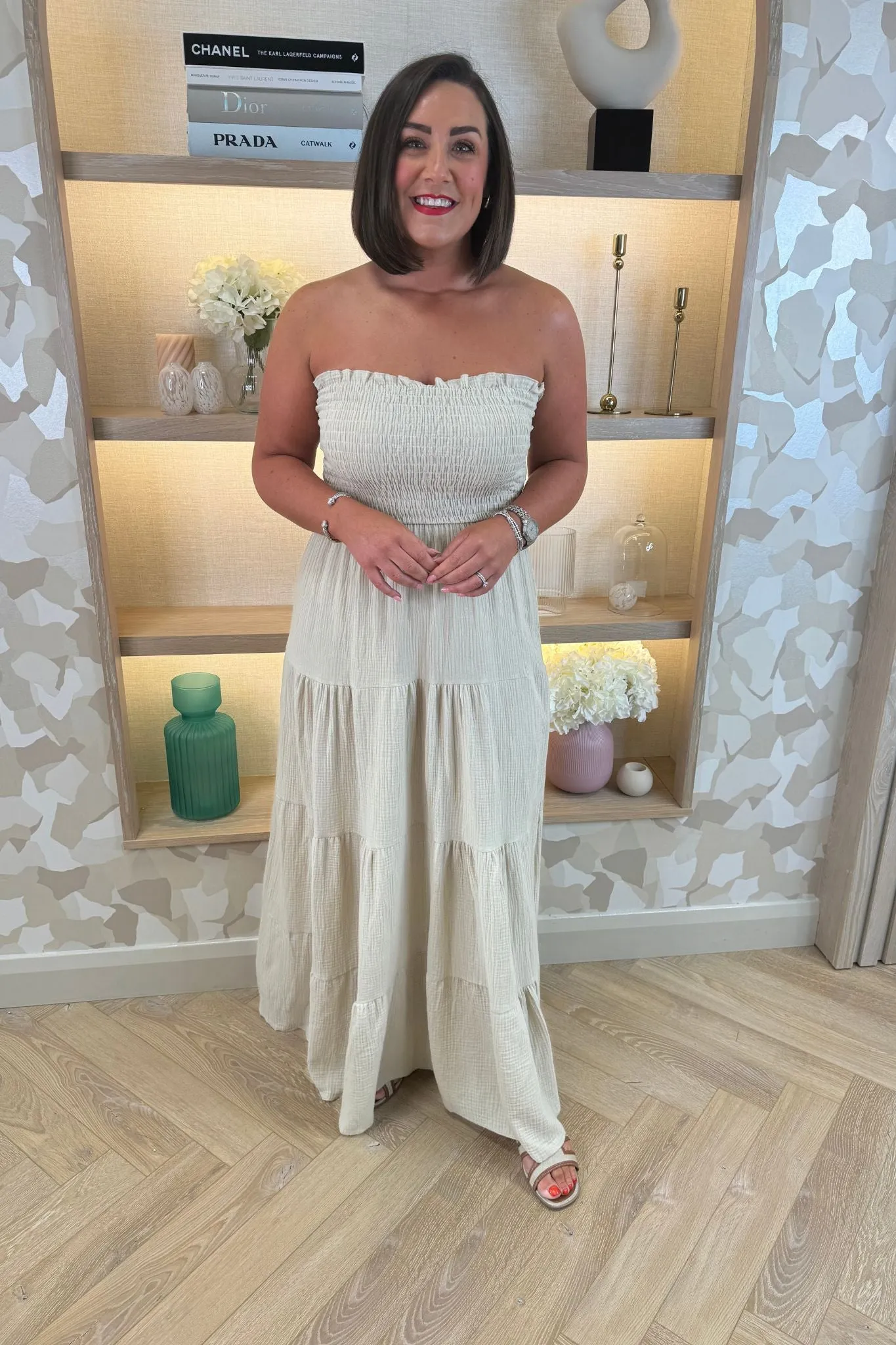Polly Strapless Maxi Dress In Neutral