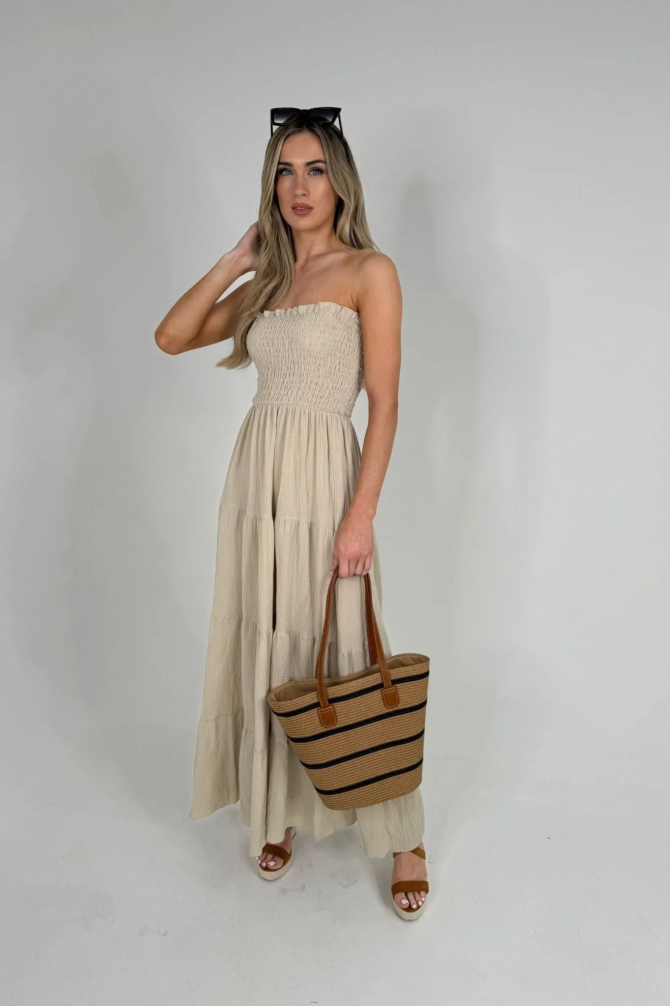 Polly Strapless Maxi Dress In Neutral