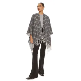 Poncho Donna LIU JO con Logo Monogram Jacquard Grey Cloud