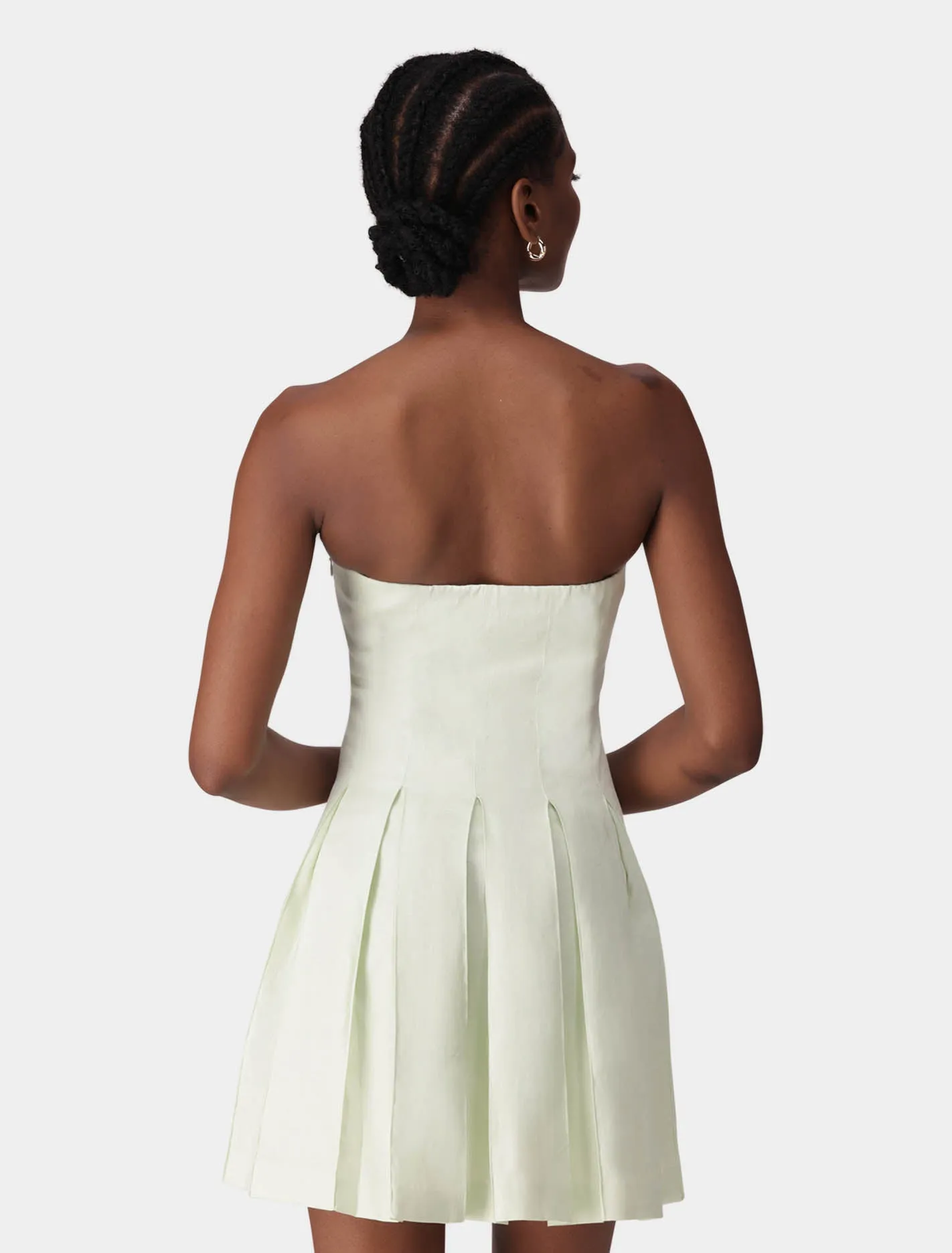 Susie Strapless Pleated Linen Mini Dress