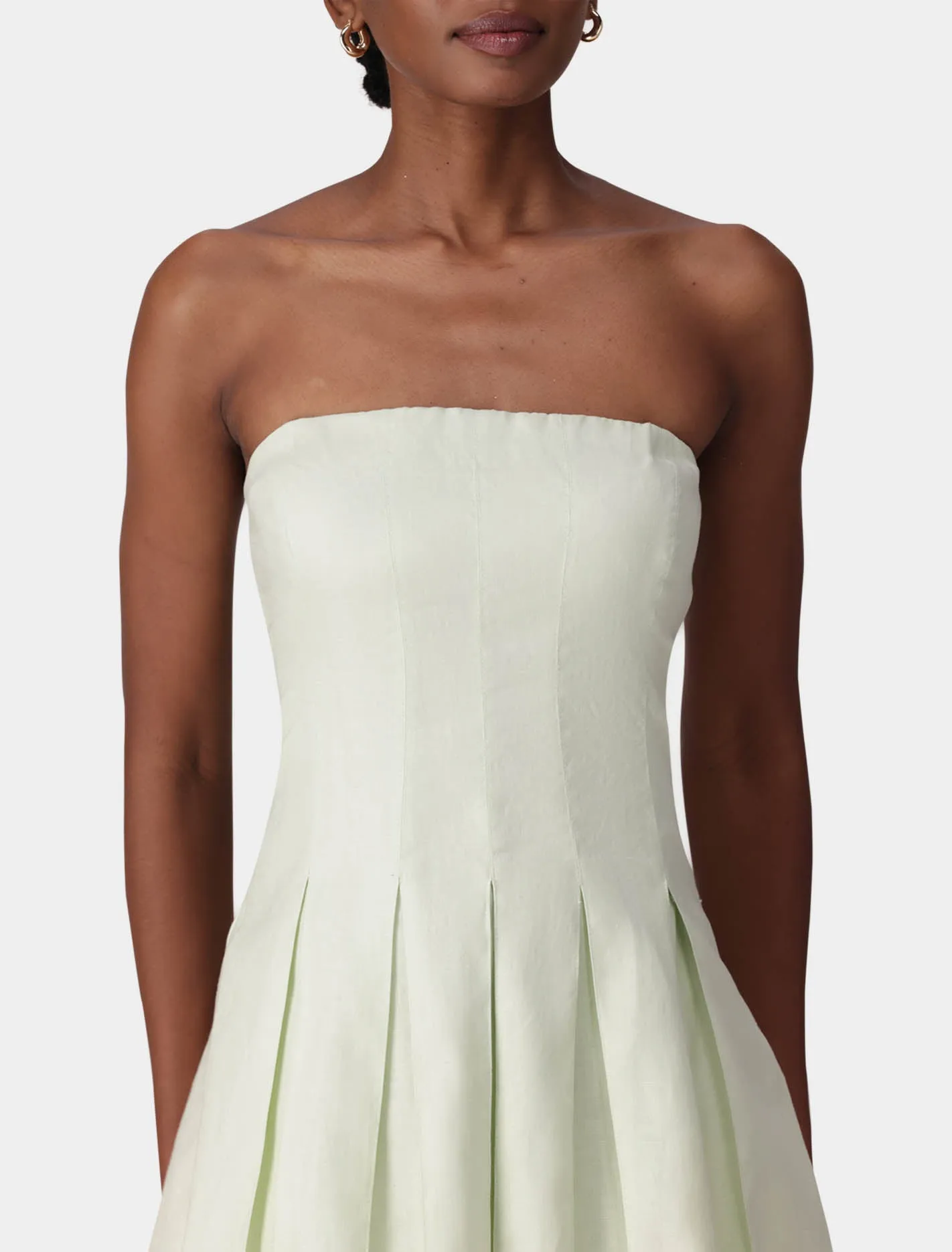 Susie Strapless Pleated Linen Mini Dress