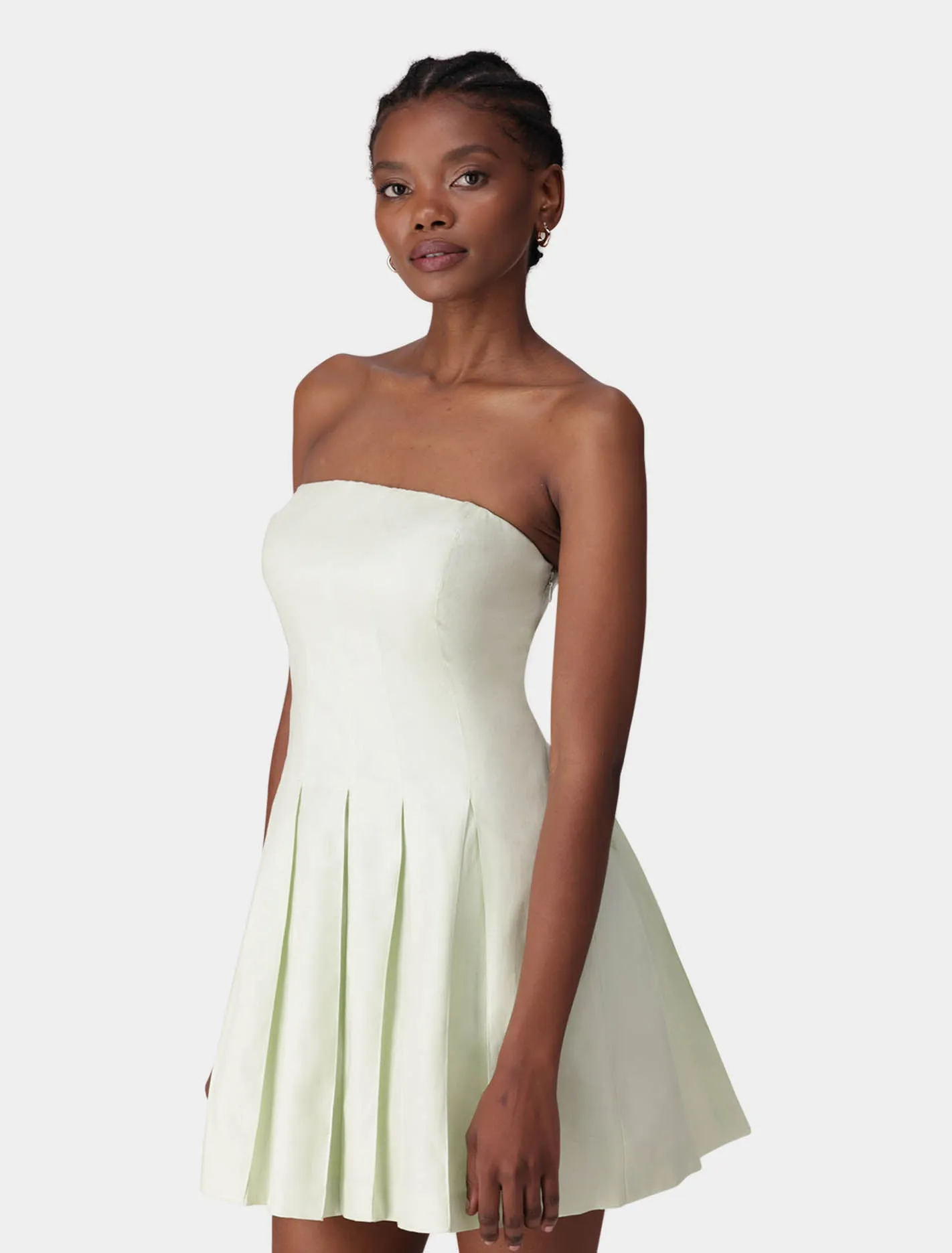 Susie Strapless Pleated Linen Mini Dress