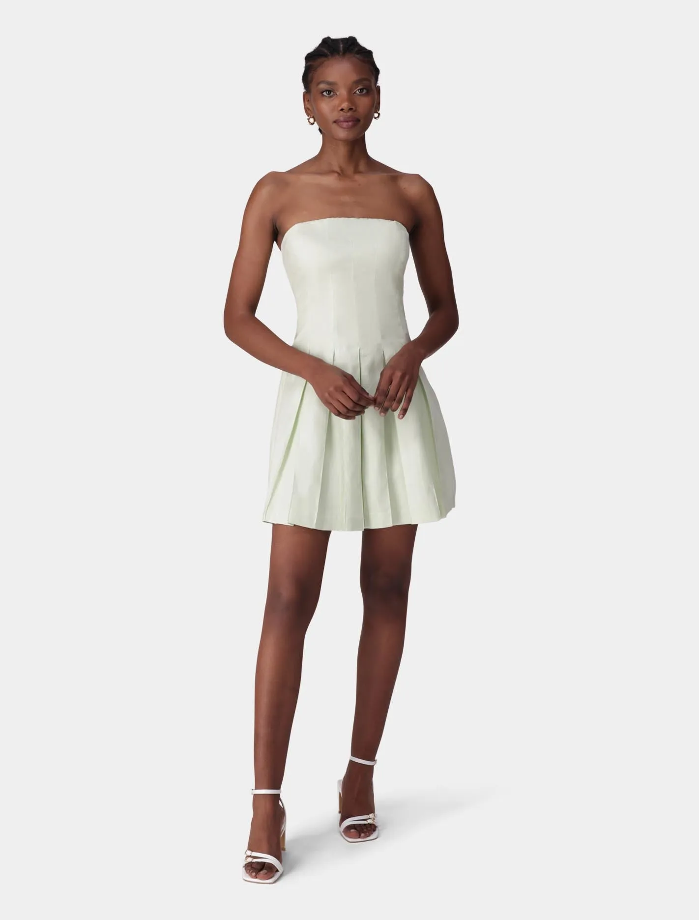 Susie Strapless Pleated Linen Mini Dress
