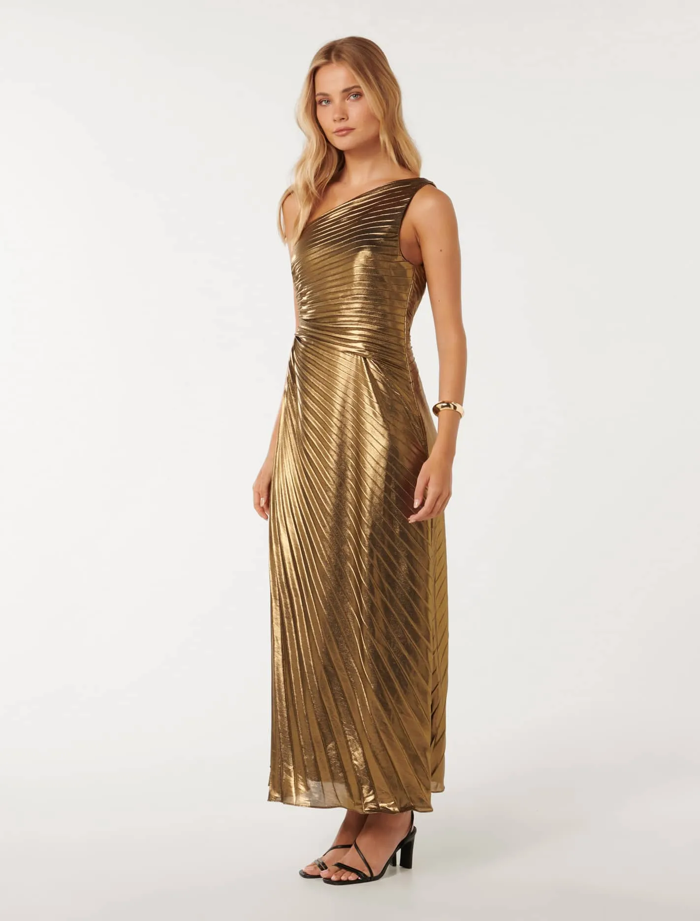 Taylah Metallic One Shoulder Dress