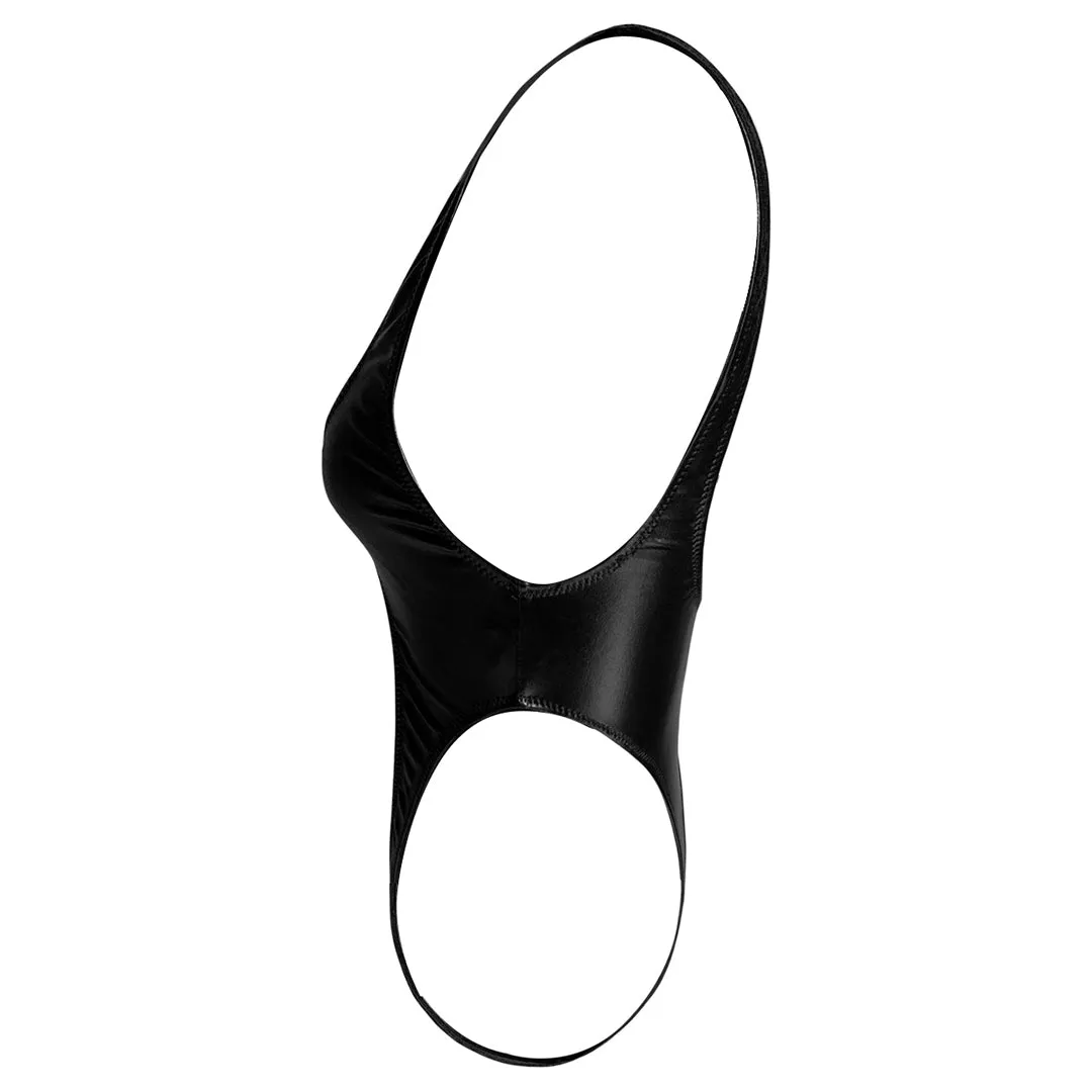 Toleet-Black Friday Christmas Thanksgiving Faith Shiny PU Faux Leather Monokini