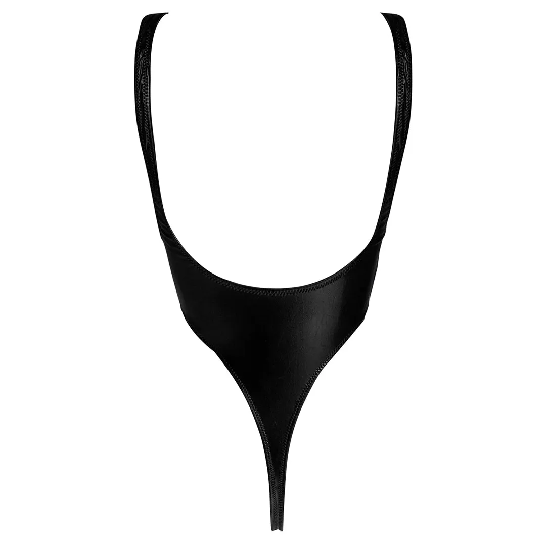 Toleet-Black Friday Christmas Thanksgiving Faith Shiny PU Faux Leather Monokini
