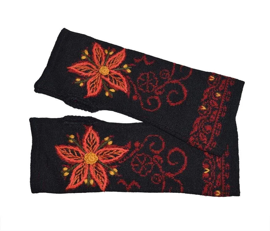 Women's Wildflower Fingerless Baby Alpaca Gloves